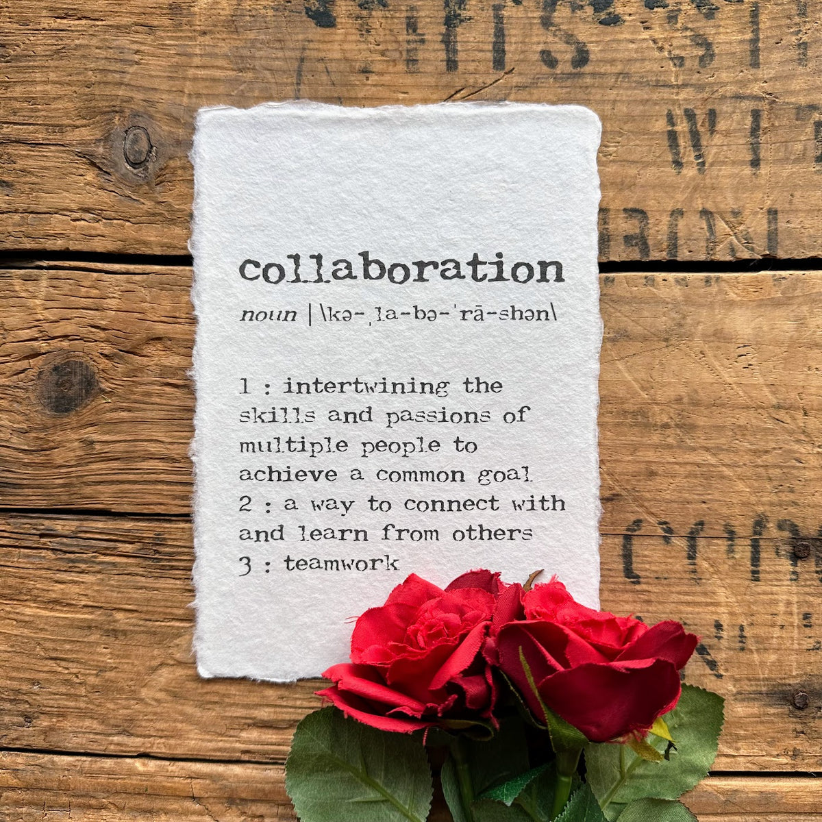 Collaboration Definition Print In Typewriter Font On Handmade Paper 