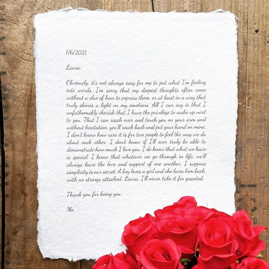 Custom song lyrics print on handmade cotton paper– Alison Rose Vintage
