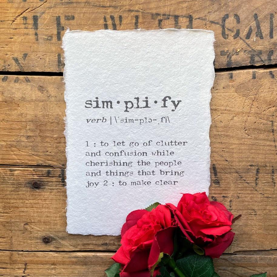 simplify-definition-print-in-typewriter-font-on-handmade-cotton-paper